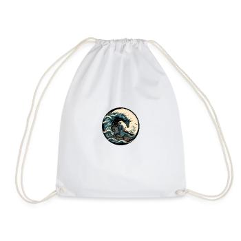No 6 : Japanese Art Samurai Fighter Ukiyo_e Style - Drawstring Bag - white - Front