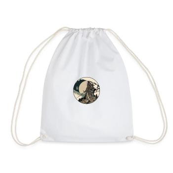 No 9 : Japanese Art Samurai Fighter Ukiyo_e Style - Drawstring Bag - white - Front