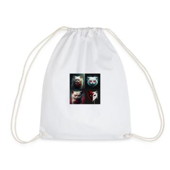 monster cat red heart white face - Sac de sport léger - blanc - Devant