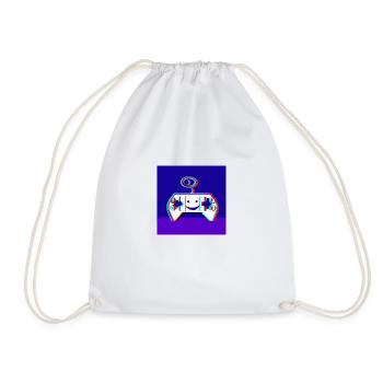 a PS-5 smiling illustroke - Drawstring Bag - white - Front