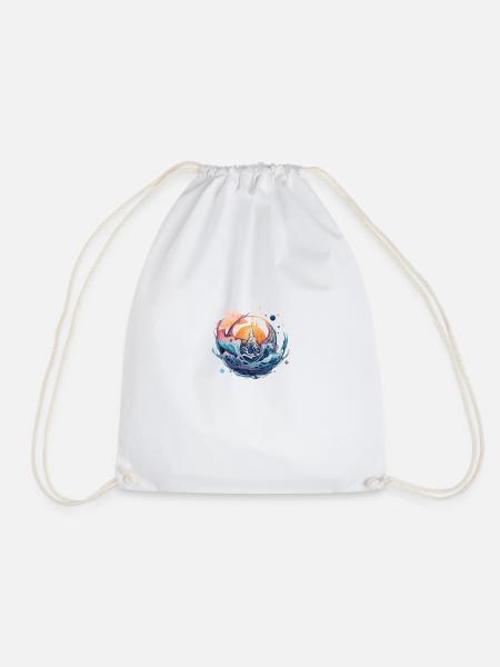 Abstract Waterflow Sun - Drawstring Bag - white