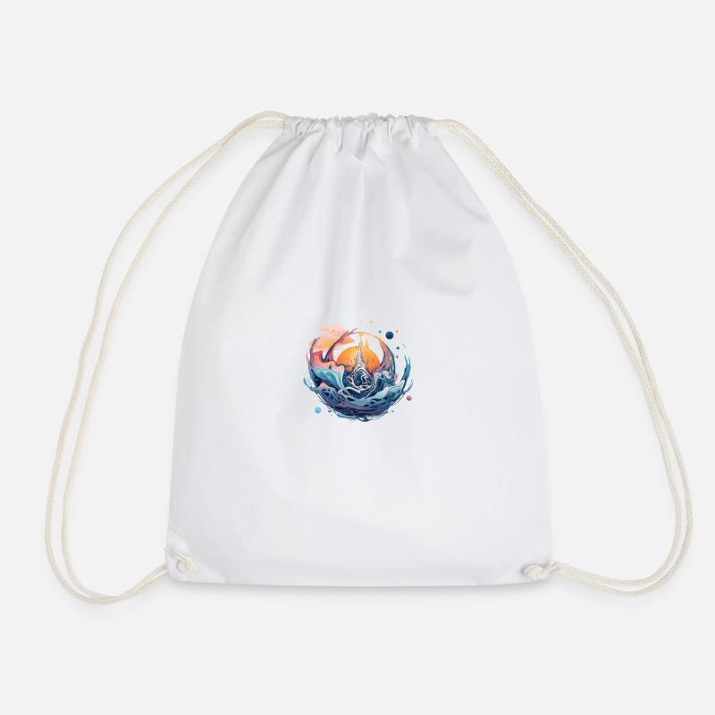 Abstract Waterflow Sun - Drawstring Bag - white
