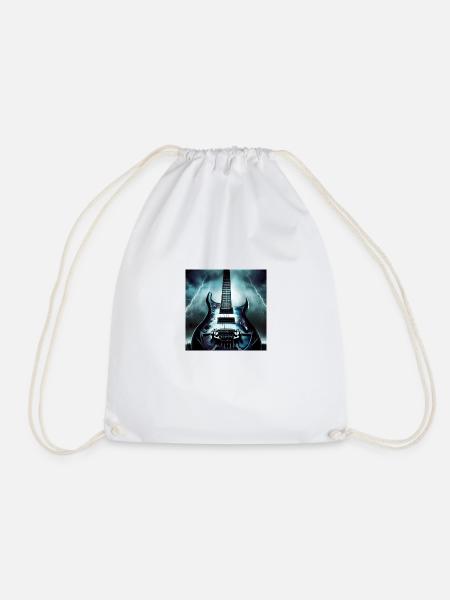 Heavy Metal Guitar - Drawstring Bag - white