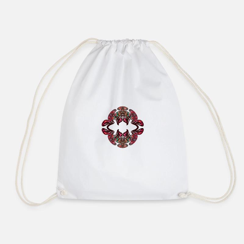 Rainbow Kaleidoscopic Psychedelic Pattern - Drawstring Bag - white