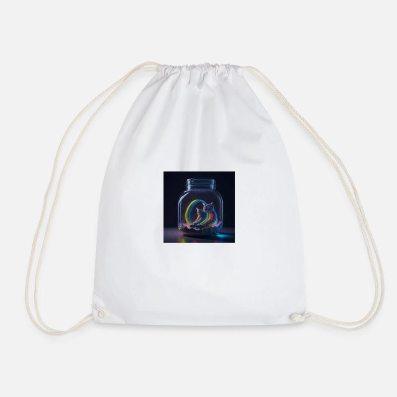 Katzen im Glas mit Regenbogen - Turnbeutel - Weiß