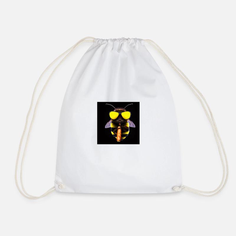Bee with sunglasses - Drawstring Bag - white