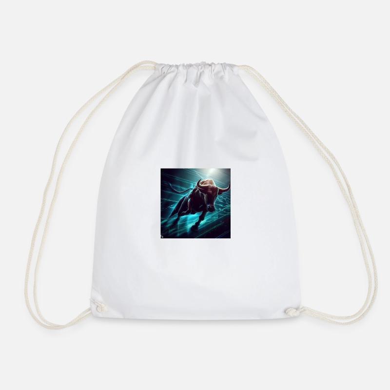 Stock chart with bulls - Drawstring Bag - white