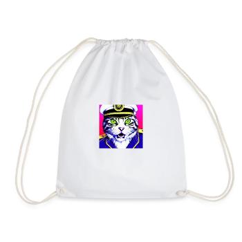 Soren the Screaming Sailor Cat - Drawstring Bag - white - Front