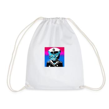 Mark the Pop Art Sailor Cat - Drawstring Bag - white - Front
