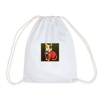 Charles the Corgi Cat - Drawstring Bag - white - Front