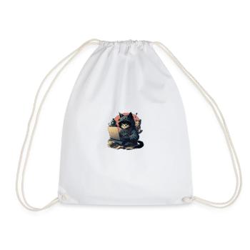 Ninja cat in pajamas, undercover experts - Drawstring Bag - white - Front