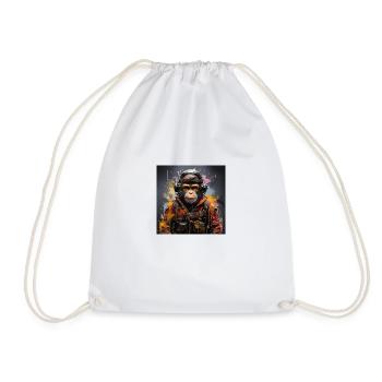 Monkey soldier - Drawstring Bag - white - Front
