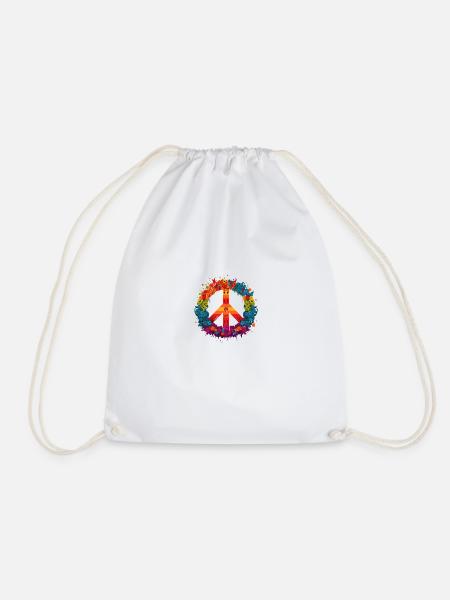 LGBTQIA+ Regenbogen Peace - Turnbeutel - Weiß