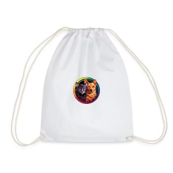 Unity in Diversity: Dog & Cat - Drawstring Bag - white - Front