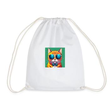 Chat chic avec des nuances et un nœud papillon - Sac de sport léger - blanc - Devant
