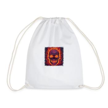 skateboard gift drawing present idea skater scary - Drawstring Bag - white - Front