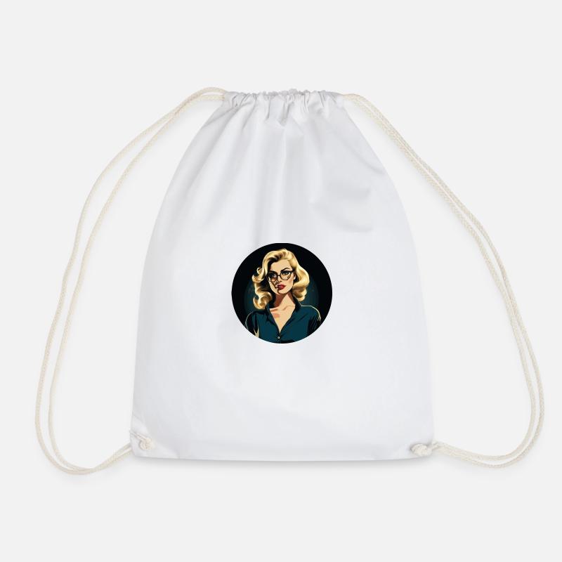 Vintage lady in comic look - Drawstring Bag - white