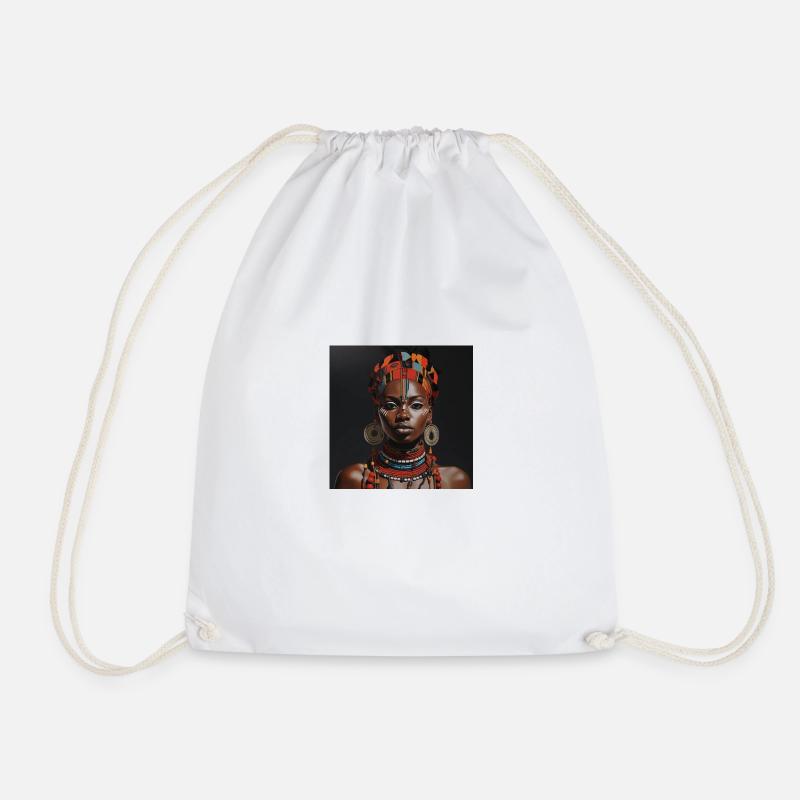 African Beauty - Drawstring Bag - white