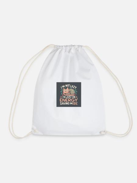 Cat Energy Saver - Drawstring Bag - white