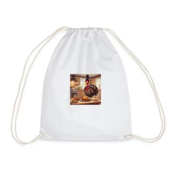 Turkey in Kitchen - Drawstring Bag - white - Front