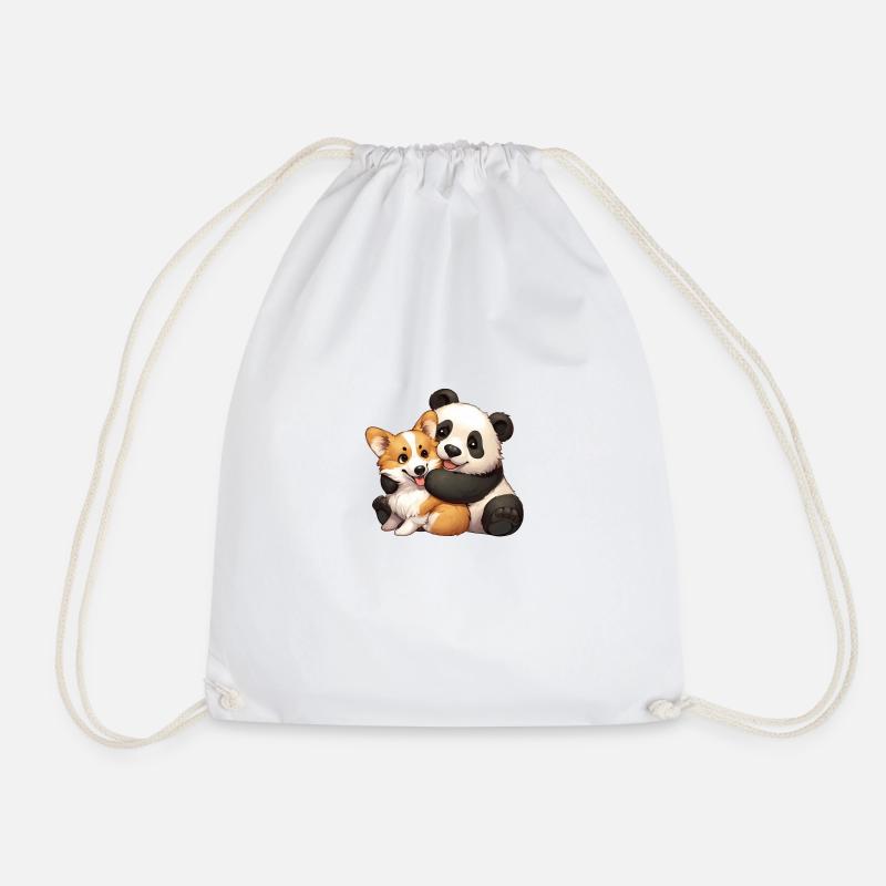 Corgi Panda Umarmung - Turnbeutel - Weiß