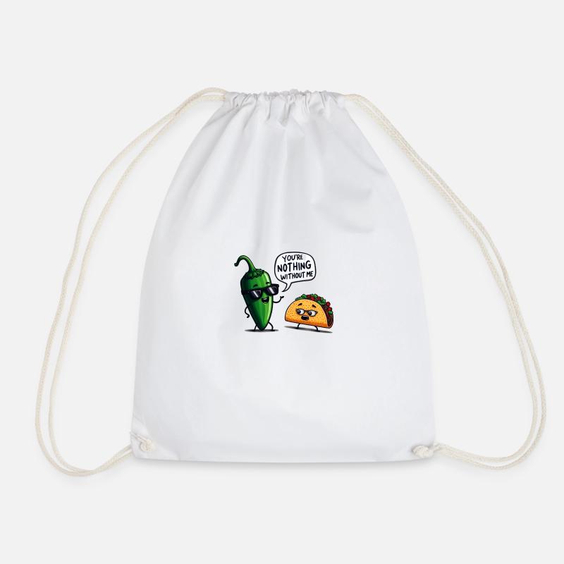 Jalapeño taco - Drawstring Bag - white