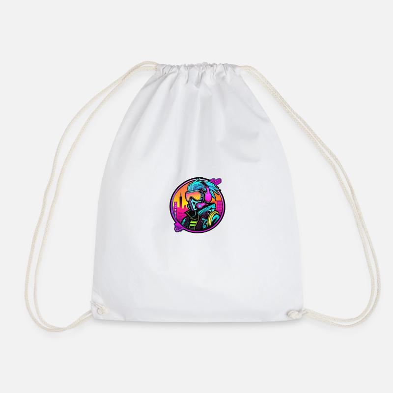 Multicolored cyber punk logo - Drawstring Bag - white