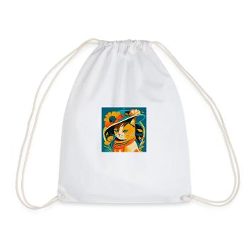 Colorful Bright Cat Unisex T-shirt - Drawstring Bag - white - Front