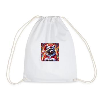 Santa Claus the Raccoon - Drawstring Bag - white - Front