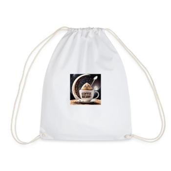 Coffee Bean Moon Cup - Drawstring Bag - white - Front