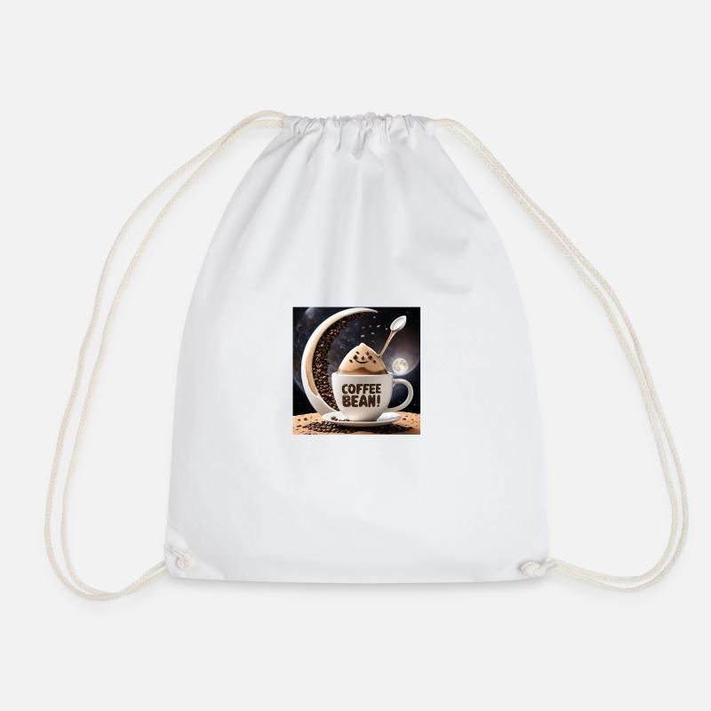Coffee Bean Moon Cup - Drawstring Bag - white