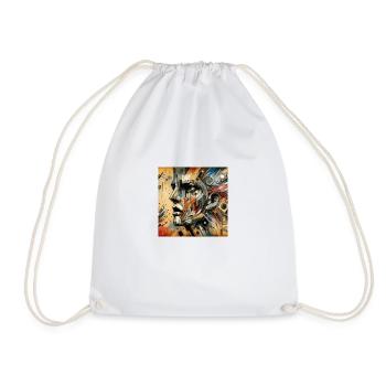 Robot Michealangelo Punk Abstract Art - Drawstring Bag - white - Front