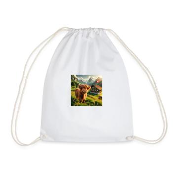 Vache Highland dans un paysage suisse pittoresque - Sac de sport léger - blanc - Devant