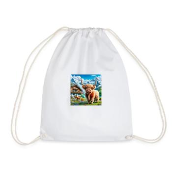 A delightful Highland cow - Drawstring Bag - white - Front