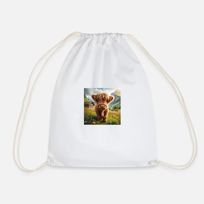 Highland cow in a Swiss setting - Turnbeutel - Weiß