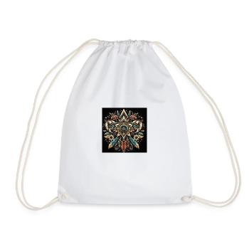 Mandala with flowers and feathers - Drawstring Bag - white - Front