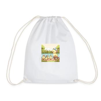 Cute ducks family at the pond - Drawstring Bag - white - Front