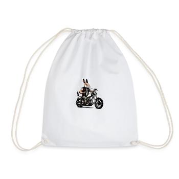 Biker Hase - Turnbeutel - Weiß - Vorne
