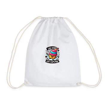 Life is short eat the cupcake - Drawstring Bag - white - Front