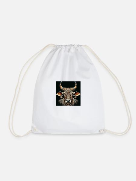 Indian style cow - Drawstring Bag - white