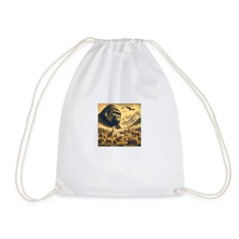Retro_wildlife3 - Drawstring Bag - white - Front