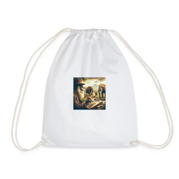 Retro-wildlife1 - Drawstring Bag - white - Front