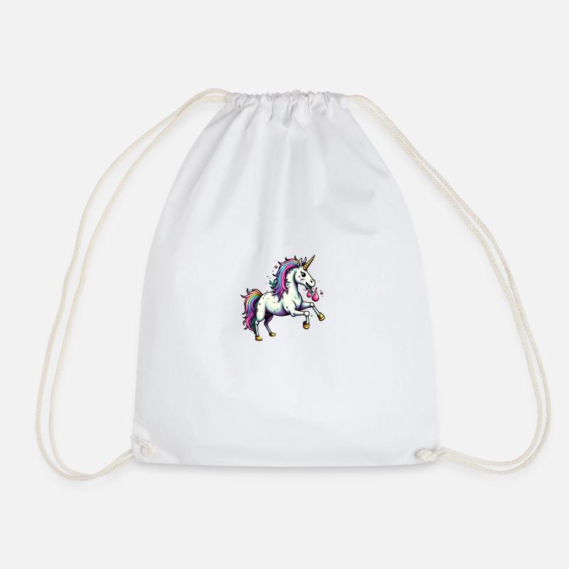 Crazy Unicorn - Drawstring Bag - white