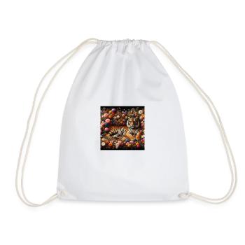 Tiger in bloom - Drawstring Bag - white - Front