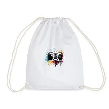 Retro Camera Logo, Retro Camera Motif, Oldschool - Drawstring Bag - white - Front
