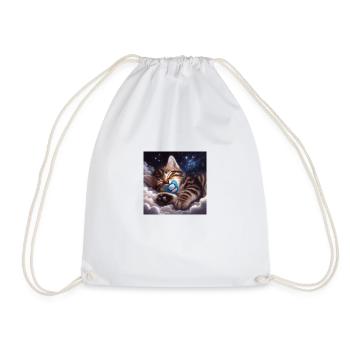 Cute kitten who sleeps with her pacifier. - Drawstring Bag - white - Front