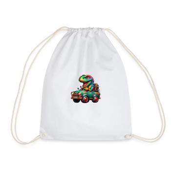 Auto Dino - Drawstring Bag - white - Front