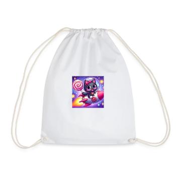 Space Kitty avec sucette et boucle rose dans l’espace - Sac de sport léger - blanc - Devant
