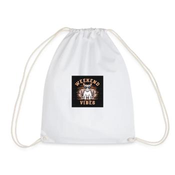 design de chat avec lunettes vibes week end - Sac de sport léger - blanc - Devant