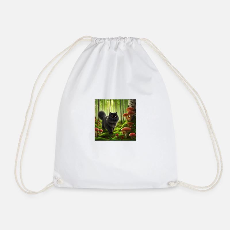 Mystic Cat Good Luck - Drawstring Bag - white